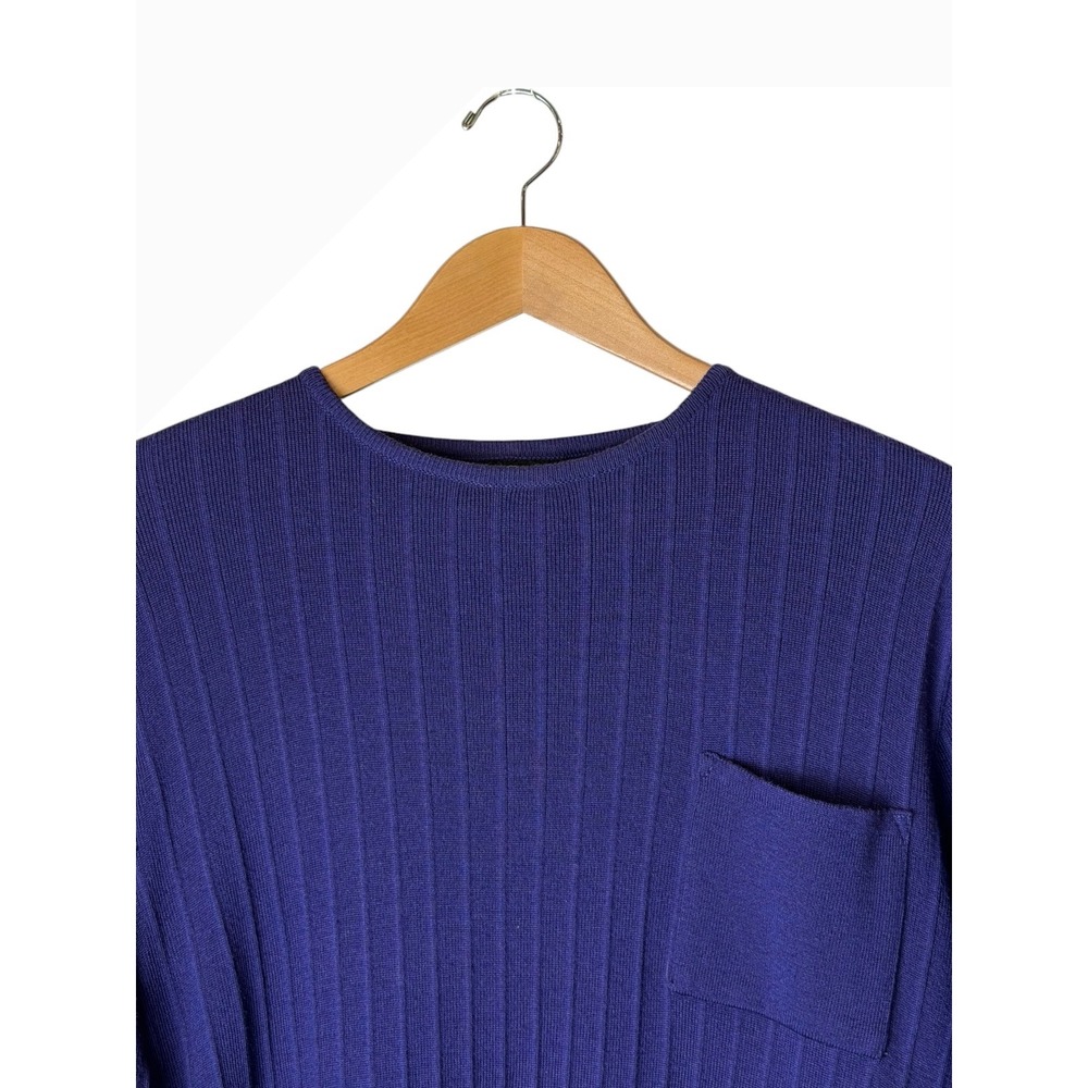 Bitte Kai Rand Rib Knit Sweater Women Medium Purple Lambswool Silk Peplum Hem - Picture 5 of 9